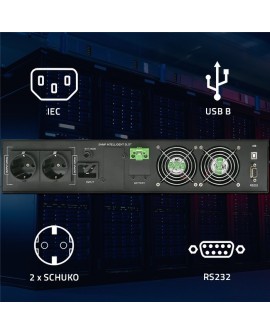 QOLTEC ZASILACZ AWARYJNY UPS DO RACK | 2.4KVA | 2400W | POWER FACTOR 1.0 | LCD | EPO | USB | ON-LINE