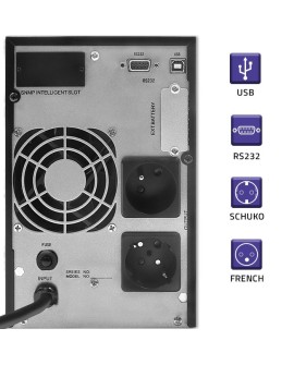 QOLTEC ZASILACZ AWARYJNY UPS ON-LINE | PURE SINE WAVE | 2KVA | 1.6KW | LCD | USB