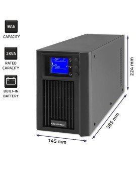 QOLTEC ZASILACZ AWARYJNY UPS ON-LINE | PURE SINE WAVE | 2KVA | 1.6KW | LCD | USB
