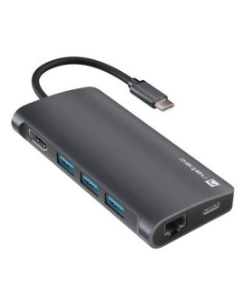 MULTIPORT ADAPTER NATEC FOWLER 2 V2 USB-C 8W1 HUB - USB 3.0 3X, HDMI 4K, USB-C, RJ45, SD, MICRO SD