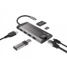 NATEC MULTIPORT ADAPTER FOWLER PLUS USB-C- USB 3.0 3X, HDMI 4K, USB-C PD, RJ45, MICRO SD NMP-1690