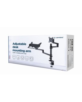 GEMBIRD BIURKOWE REGULOWANE RAMIĘ/UCHWYT NA MONITOR + PODSTAWKA NA NOTEBOOKA 17-32, VESA 100X100MM, DO 8 KG