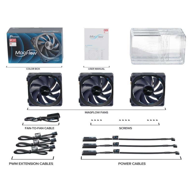 Seasonic MagFlow 3-Fan Kit Obudowa komputera Wentylator 12 cm Czarny 3 szt.