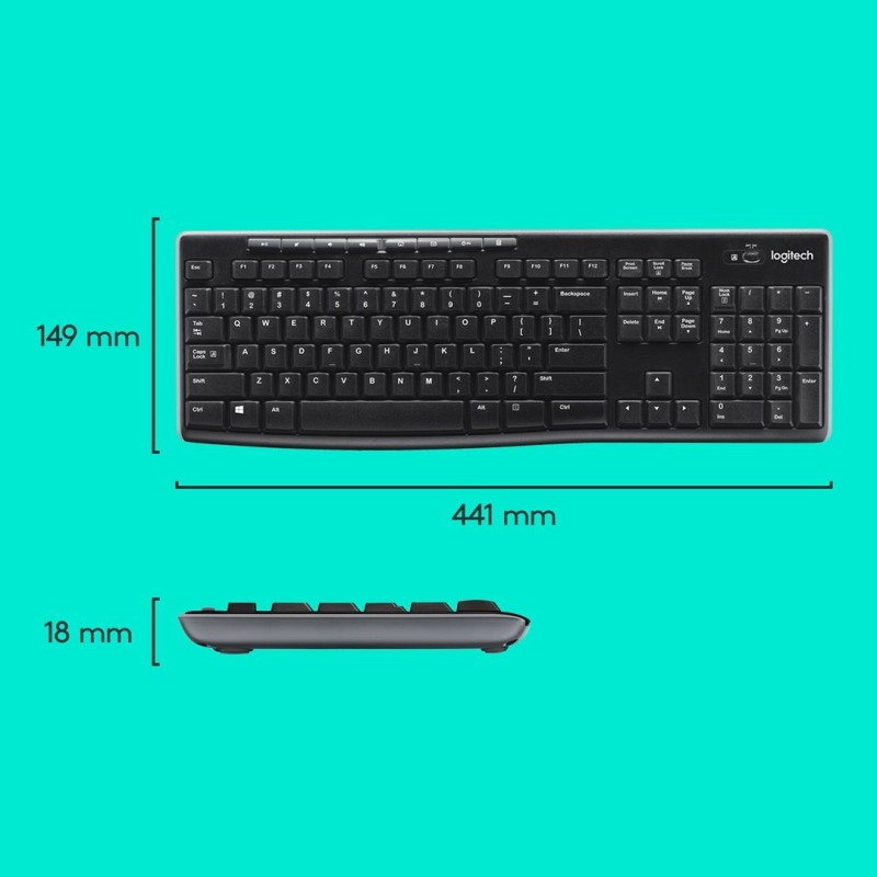 Klawiatura membranowa Logitech MK270 920-004508 (USB (Radio 2.4 GHz) kolor czarny)