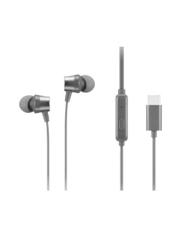 Słuchawki douszne z mikrofonem Lenovo 300 GXD1J77353 USB-C szare