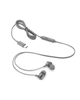 Słuchawki douszne z mikrofonem Lenovo 300 GXD1J77353 USB-C szare