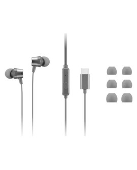 Słuchawki douszne z mikrofonem Lenovo 300 GXD1J77353 USB-C szare