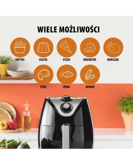 Tristar FR-6994 frytkownica Pojedyńczy 4,5 l Autonomiczny 1500 W Frytkownica na gorące powietrze Czarny, Srebrny