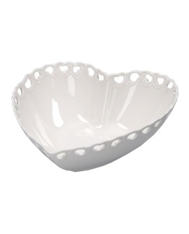 Zdobiona miska Valentino serce - Biały, 20 cm