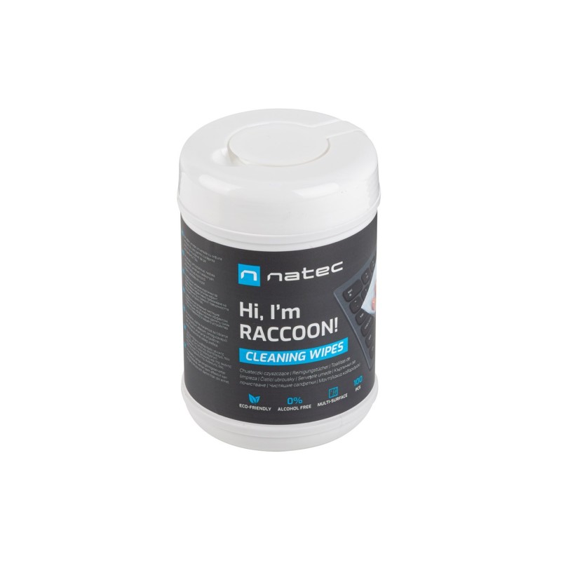 NATEC CHUSTECZKI CZYSZCZĄCE RACCOON 100 SZT. NSC-1796