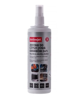 Activejet AOC-269 Zestaw do czyszczenia ekranów 2w1 250 ml., 20x20 cm