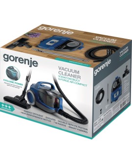 Odkurzacz Gorenje VCEA01GACBUCY bezworkowy, moc 800 W, pojemność kurzu 2.2 L, kolor niebieski