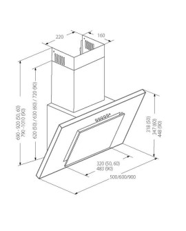 Okap kominowy AKPO WK-4 NERO LINE ECO 50 BIAŁY (162 m3/h 500mm kolor biały)