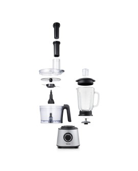 Tristar MX-4823 robot kuchenny 600 W 1,5 l Czarny, Stal nierdzewna, Przezroczysty