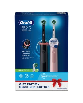 Oral-B Pro 3 3900N Gift Edition Dorosły Obrotowo-pulsacyjna szczoteczka do zębów Czarny, Różowy
