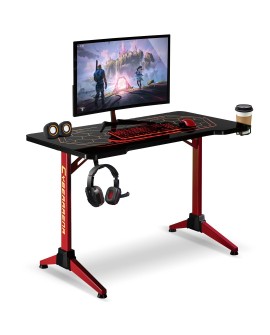 Biurko gamingowe RGB Led NanoRS, czarne, duże, 100kg max, wysokość 760mm, RS163
