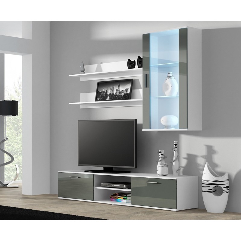 Zestaw SOHO 5 (RTV180 + Wit.Wisz + Półki) BI/SZ POŁ