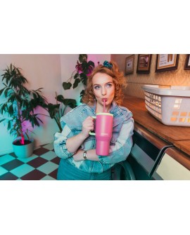 Kubek termiczny z teleskopową słomką Kambukka Rio Tumbler 950ml Bubblegum Mint