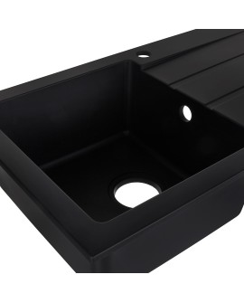 Zlewozmywak granitowy jednokomorowy z ociekaczem MAIDSINKS 76x44 1B 1D volcano (Pyragranit kolor czarny)
