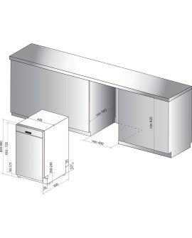 Zmywarka do zabudowy Whirlpool WSBO 3O23 PF X (szer. 44.5cm Panel otwarty kolor czarno-srebrny)