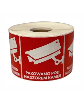 BSTech Etykieta samoprzylepna "Pakowane pod nadzorem kamer" 80x80 1000 szt