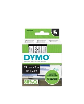DYMO D1 - Standard Etykiety - Czarny na Transparent - 24mm x 7m