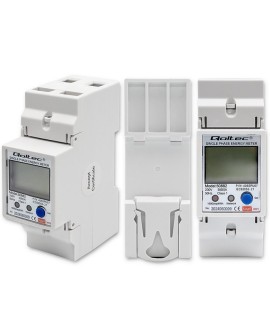 QOLTEC LICZNIK ENERGII JEDNOFAZOWY ELEKTRONICZNY NA SZYNĘ DIN | 230V | LCD | WI-FI