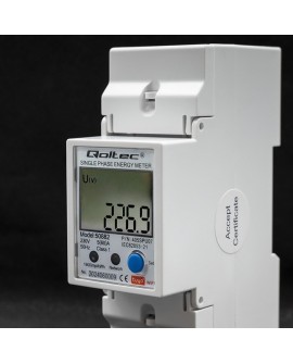 QOLTEC LICZNIK ENERGII JEDNOFAZOWY ELEKTRONICZNY NA SZYNĘ DIN | 230V | LCD | WI-FI