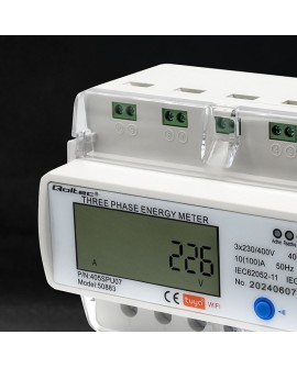QOLTEC LICZNIK ENERGII TRÓJFAZOWY ELEKTRONICZNY NA SZYNĘ DIN | 400V | LCD | WI-FI