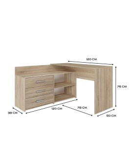 Biurko narożne + komoda DANY 120x50xH76 sonoma