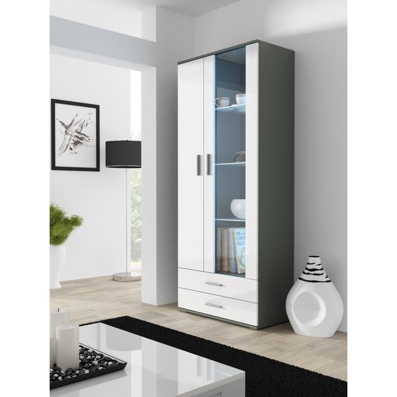 Witryna SOHO S6 2D2S szary/ biały połysk