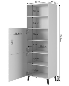 Witryna ABETO 60x40xH176,5 grafit/grafit połysk