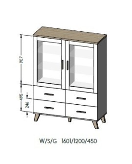 Witryna LOTTA 120 2D4S biały+ dąb sonoma