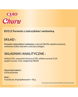 INABA CHURU kurczak/wołowina przysmak kot 4x14g