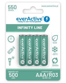 EVERACTIVE AKUMULATORKI R03/AAA NI-MH 550 MAH INFINITY LINE - BLISTER 4 SZTUKI EVHRL03-550