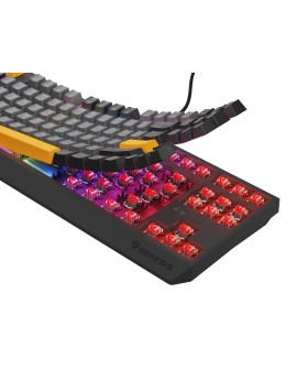 GENESIS Thor 230 TKL klawiatura Gaming USB + RF Wireless + Bluetooth QWERTY Czarny, Szary, Pomarańczowy