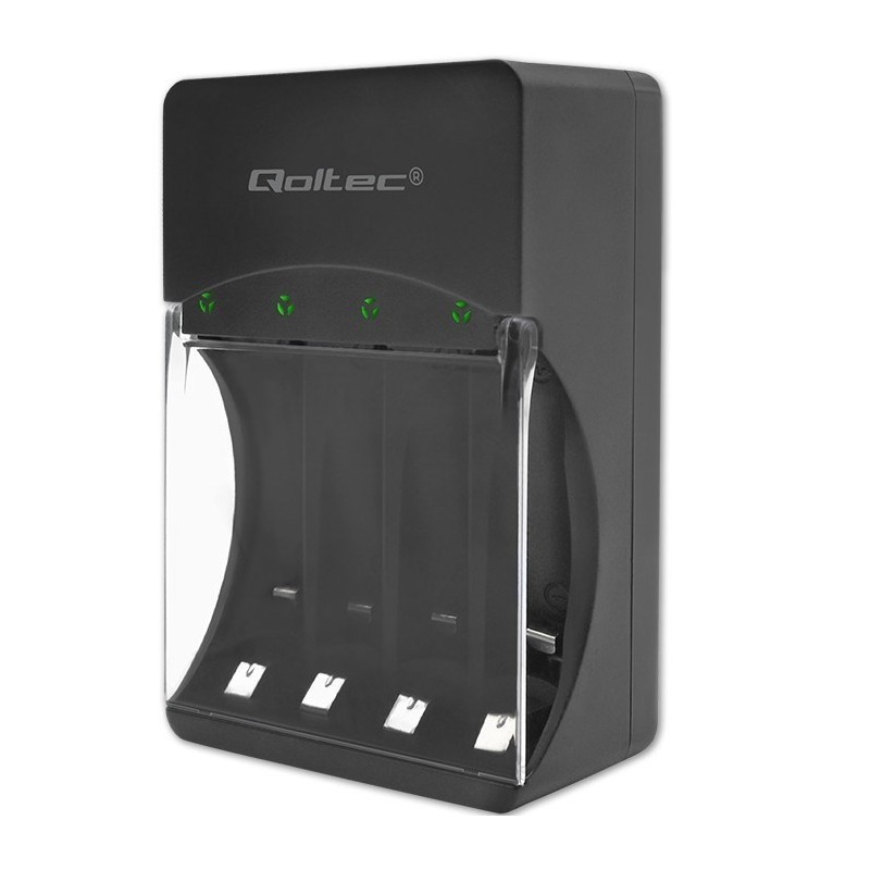QOLTEC ŁADOWARKA DO AKUMULATORKÓW NI-MH TYPU R03/AAA R06/AA | 300MA