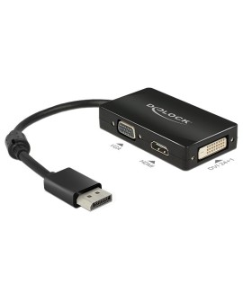 DeLOCK 0.16m DisplayPort/VGA+HDMI+DVI 0,16 m VGA (D-Sub)+ HDMI + DVI Czarny