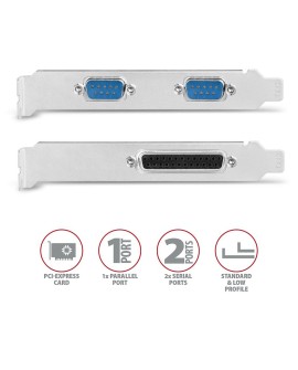 Axagon PCEA-PSN PCIe- mit 1x Parallel-+ 2x Seriell-Ports - ASIX AX99100 adapter Wewnętrzny Równoległy, RS-232