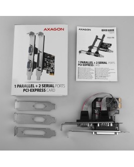 Axagon PCEA-PSN PCIe- mit 1x Parallel-+ 2x Seriell-Ports - ASIX AX99100 adapter Wewnętrzny Równoległy, RS-232