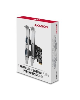 Axagon PCEA-PSN PCIe- mit 1x Parallel-+ 2x Seriell-Ports - ASIX AX99100 adapter Wewnętrzny Równoległy, RS-232