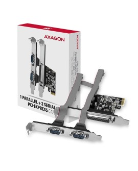 Axagon PCEA-PSN PCIe- mit 1x Parallel-+ 2x Seriell-Ports - ASIX AX99100 adapter Wewnętrzny Równoległy, RS-232