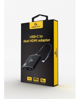 Gembird A-CM-HDMIF2-01 Adapter USB-C na dual HDMI, 4K 60Hz, czarny
