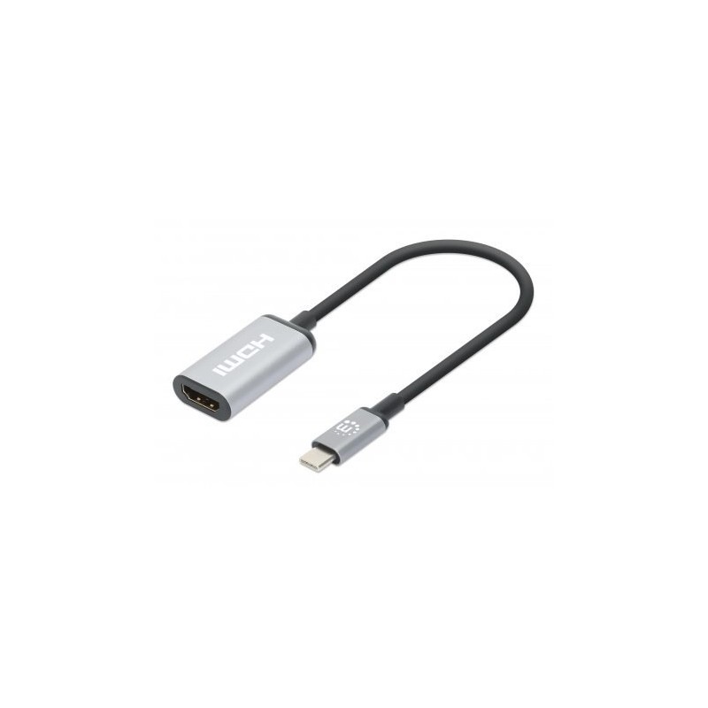 Manhattan 153706 adapter kablowy 0,15 m USB Type-C HDMI Czarny, Srebrny