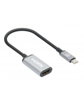 Manhattan 153706 adapter kablowy 0,15 m USB Type-C HDMI Czarny, Srebrny