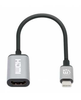 Manhattan 153706 adapter kablowy 0,15 m USB Type-C HDMI Czarny, Srebrny