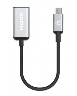 Manhattan 153706 adapter kablowy 0,15 m USB Type-C HDMI Czarny, Srebrny