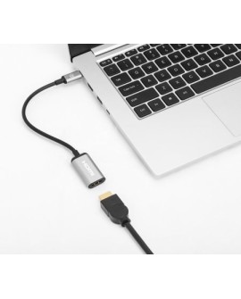 Manhattan 153706 adapter kablowy 0,15 m USB Type-C HDMI Czarny, Srebrny