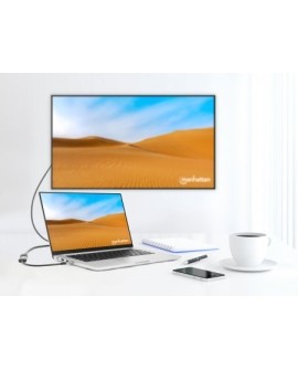 Manhattan 153706 adapter kablowy 0,15 m USB Type-C HDMI Czarny, Srebrny