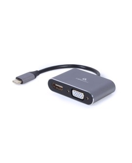 GEMBIRD ADAPTER USB TYPU C NA HDMI + VGA NA KABLU SZARY